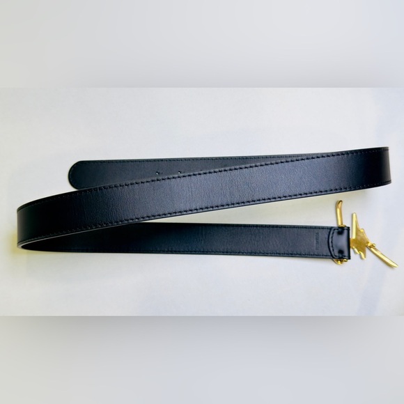 Giuseppe Zanotti Signature Logo Black Belt Brass Buckle Leather 100cm US Size 34 - Picture 9 of 15